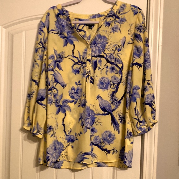Talbots Tops - Talbots Floral - Yellow and Blue 3/3 sleeve top